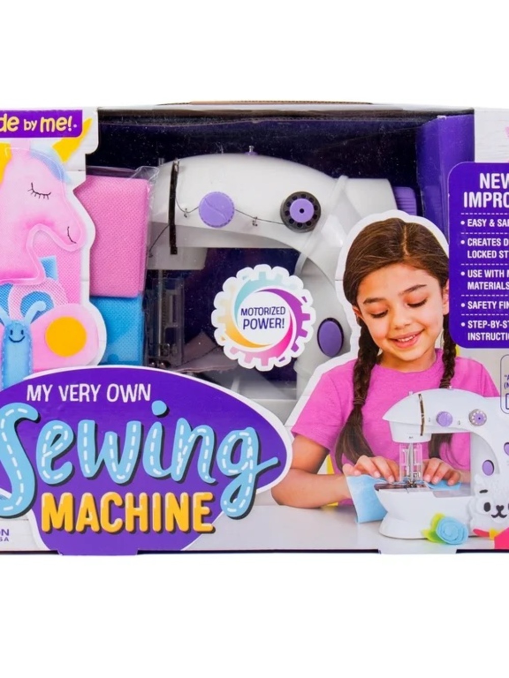 My Very Own Sewing Machine Toy - White & Purple Motorized Kids Sewing Kit